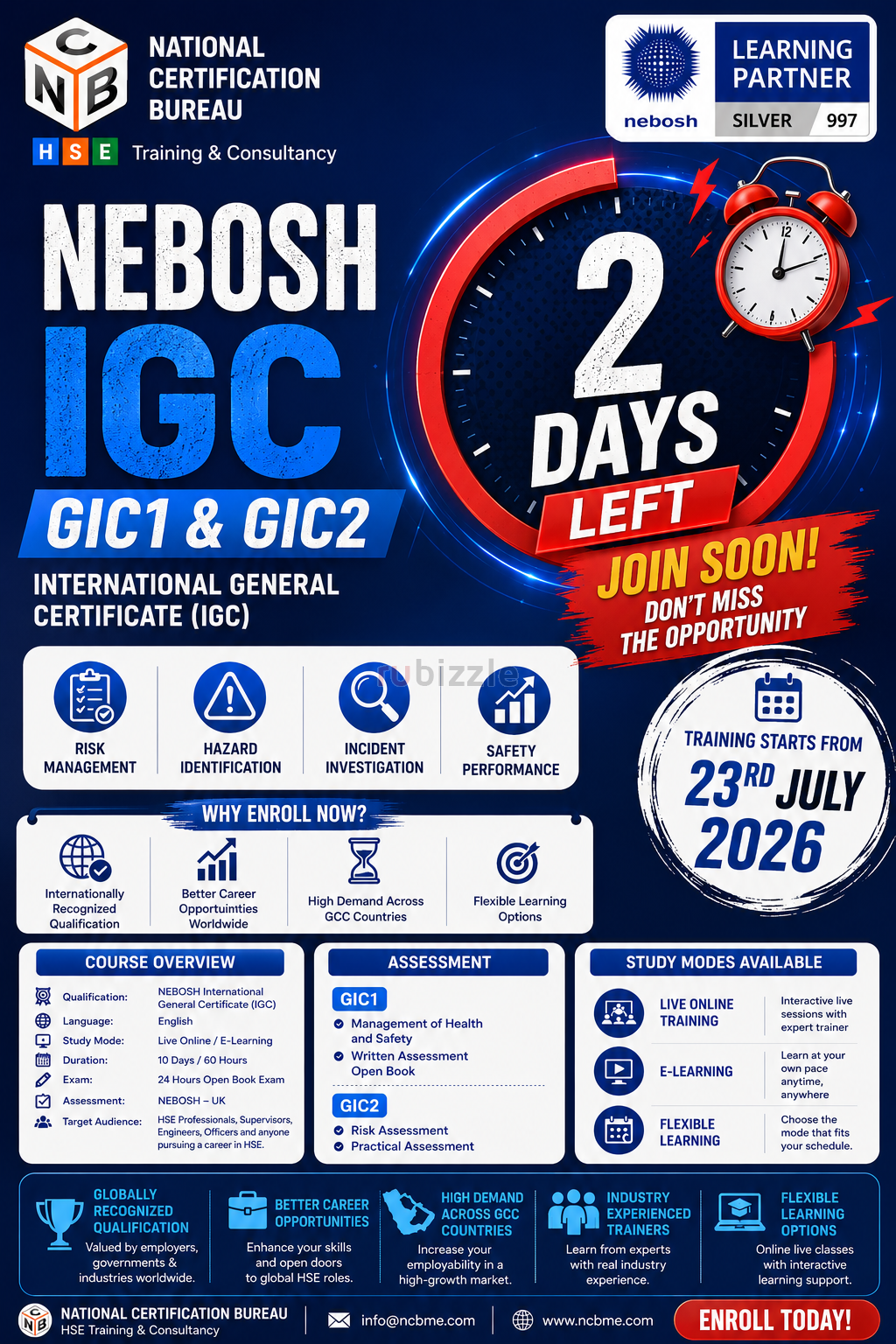 NEBOSH IGC Online Training in Kuwait | NCB Learning Partner Silver